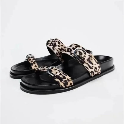 ChicLuxe™ – Sandales Femme à Plateforme Imprimé Léopard Confortables