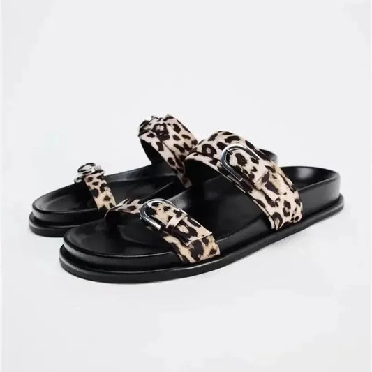 ChicLuxe™ – Sandales Femme à Plateforme Imprimé Léopard Confortables
