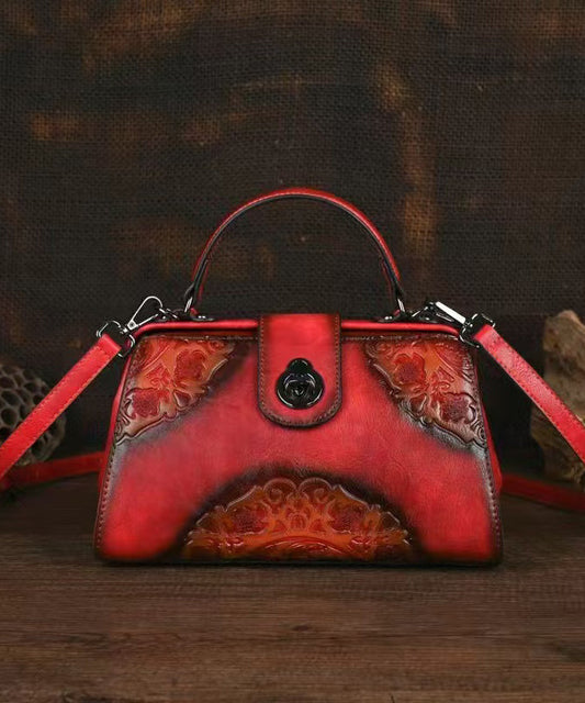 Sac à main en cuir rouge robuste à la mode - EasyApparels