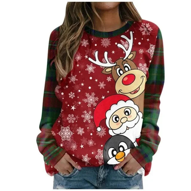 Pulls Noël Femme Imprimé Manches Longues