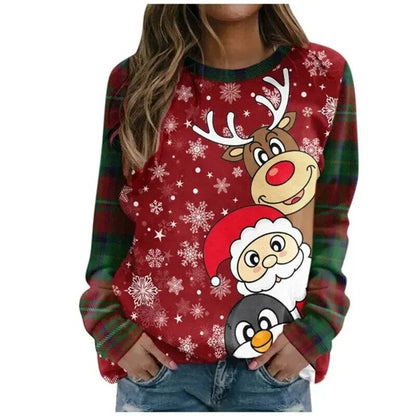 Pulls Noël Femme Imprimé Manches Longues