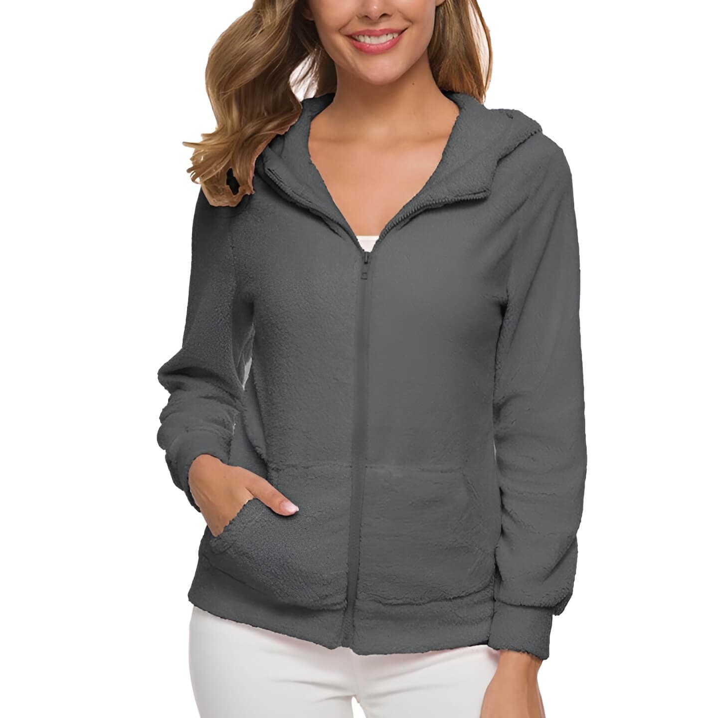 Pull Environ 3/4 Manches Douillet avec Poches et Zip