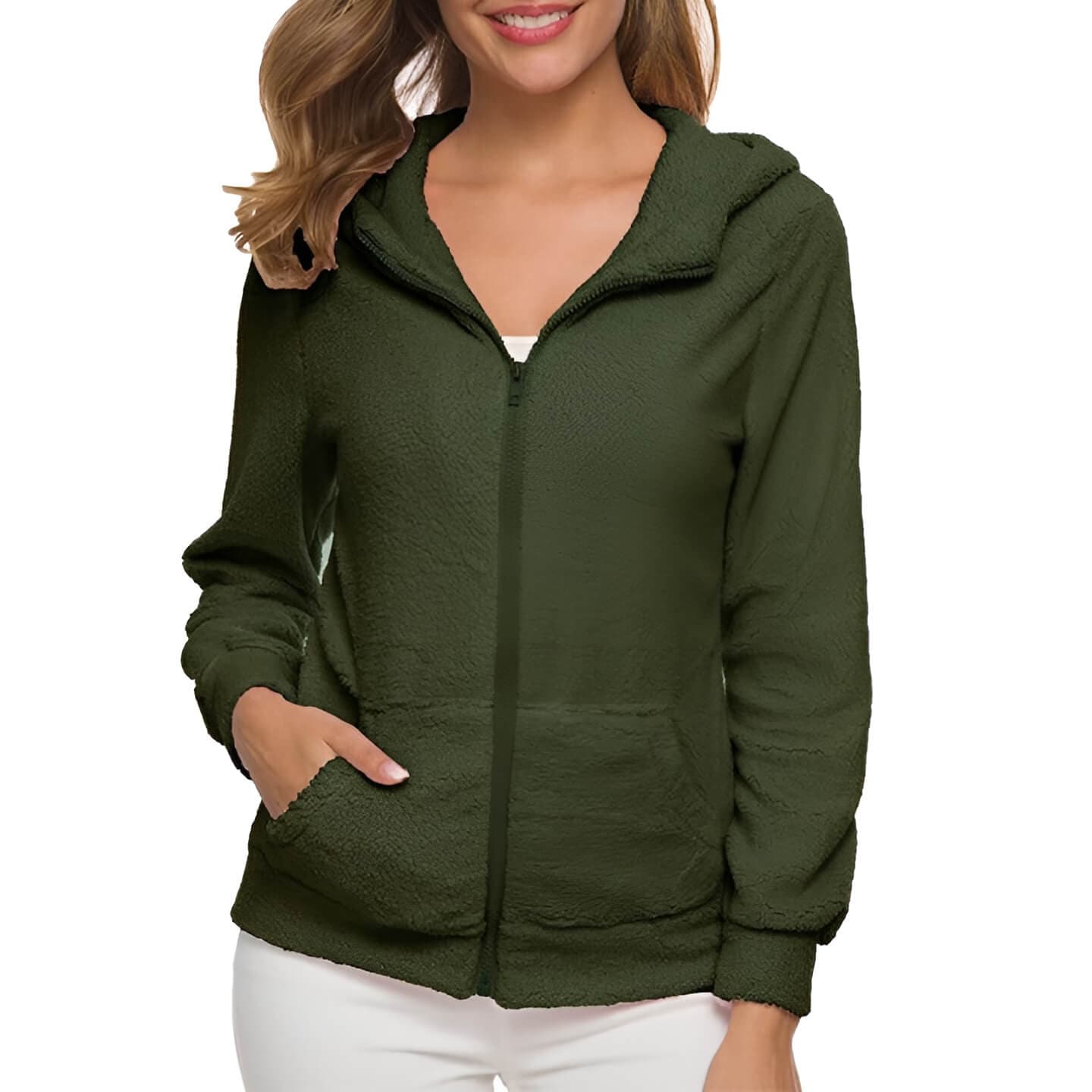 Pull Environ 3/4 Manches Douillet avec Poches et Zip