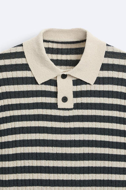 Polo Rayé Classique en Coton
