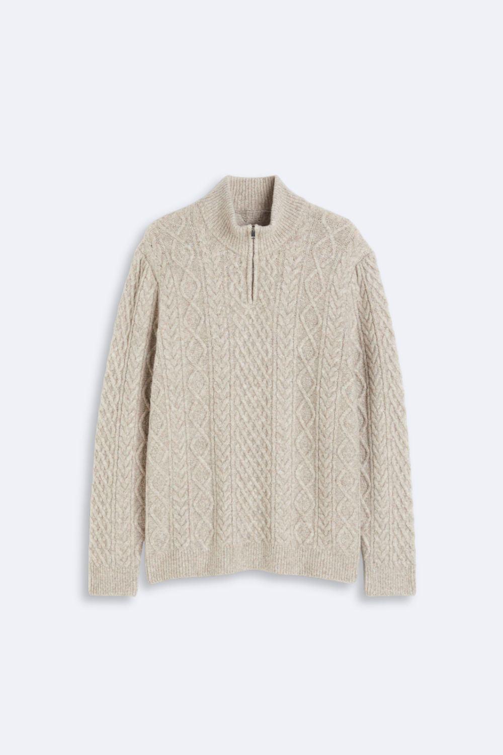 Pullover Col Rond Fermeture Éclair Chaud et Élégant - BerlinGlamour