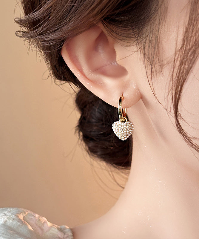 Élégantes créoles en cuivre doré avec perles de luxe - EasyApparels