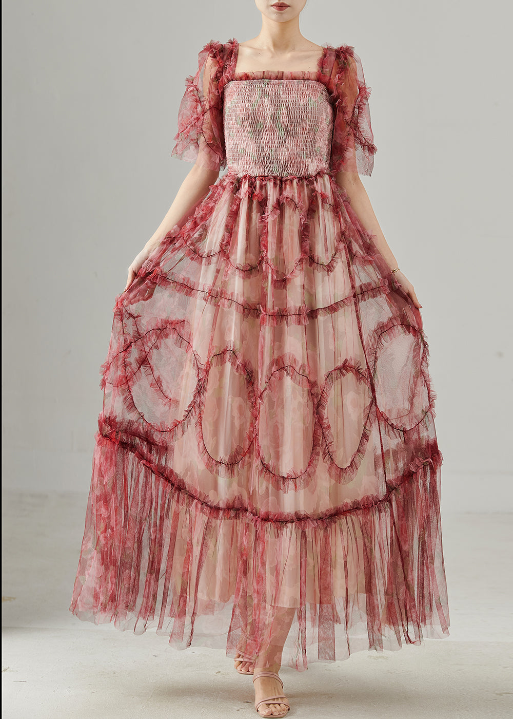 Robe légère en tulle à volants pour femme été - EasyApparels