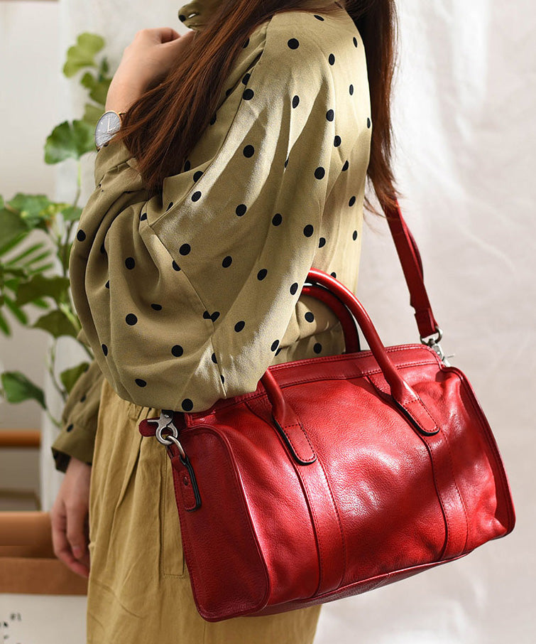 Grand sac à main en cuir rouge luxe - EasyApparels