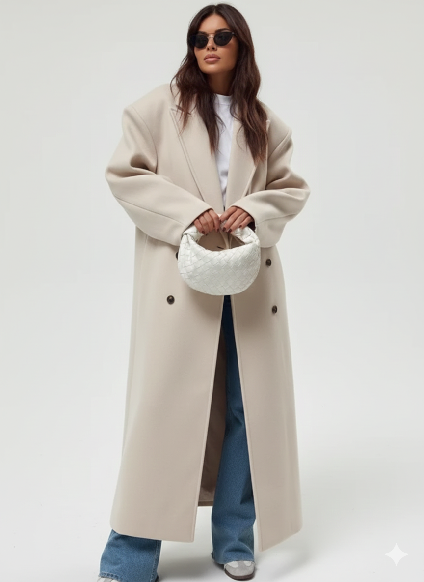 Manteau femme oversize décontracté à 2 boutons