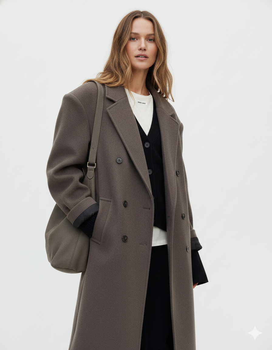 Manteau femme oversize décontracté à 2 boutons - PanierRoyale