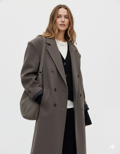 Manteau femme oversize décontracté à 2 boutons - PanierRoyale