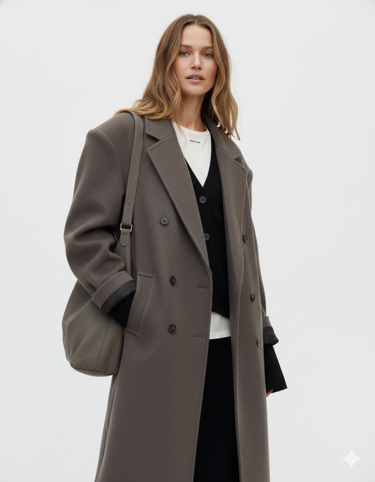 Manteau femme oversize décontracté à 2 boutons - PanierRoyale
