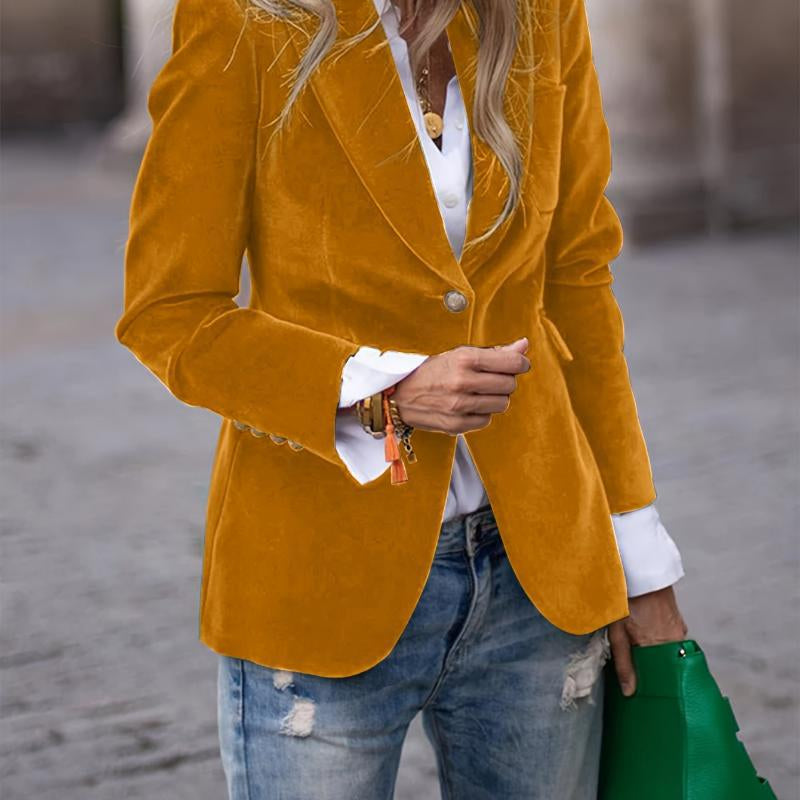 Blazer Femme Velours Coupe Ajustée Classique