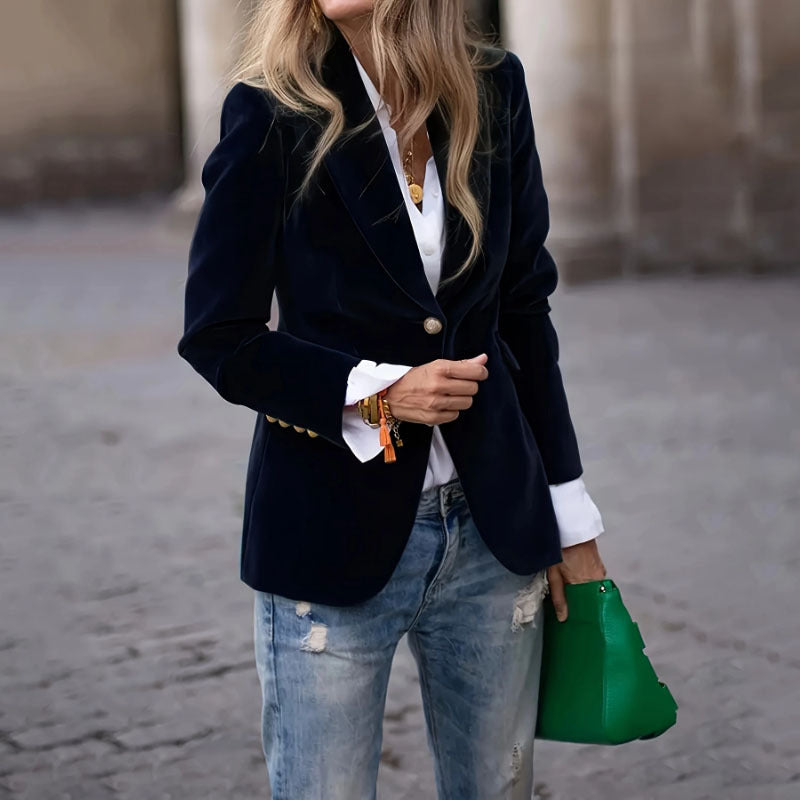 Blazer Femme Velours Coupe Ajustée Classique