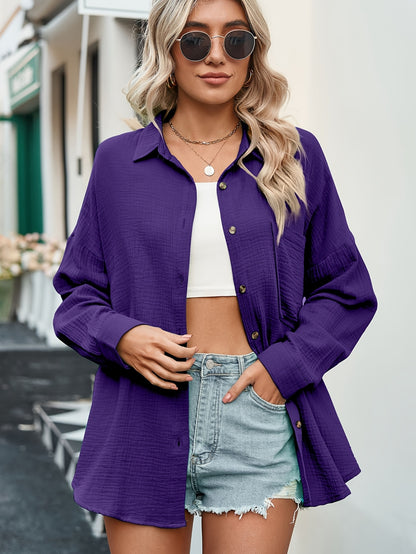 Clemarys™ – Chemise Décontractée Femme Chic à Manches Longues et Poches