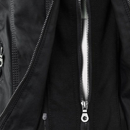 Veste Motarde En Cuir À Capuche Pour Femme | Hiver