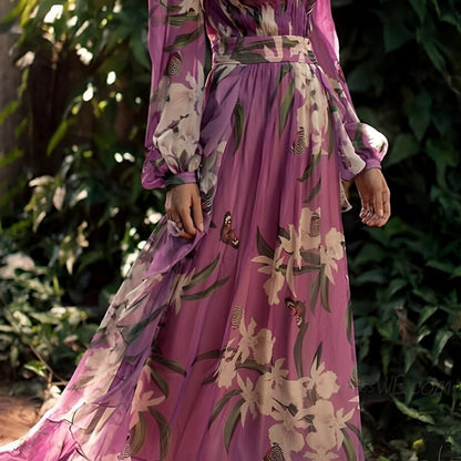 Robe Maxi Femme à Fleur V Décolleté Confortable