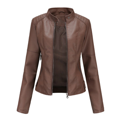 Blouson Femme Cuir Fermeture Éclair Avant