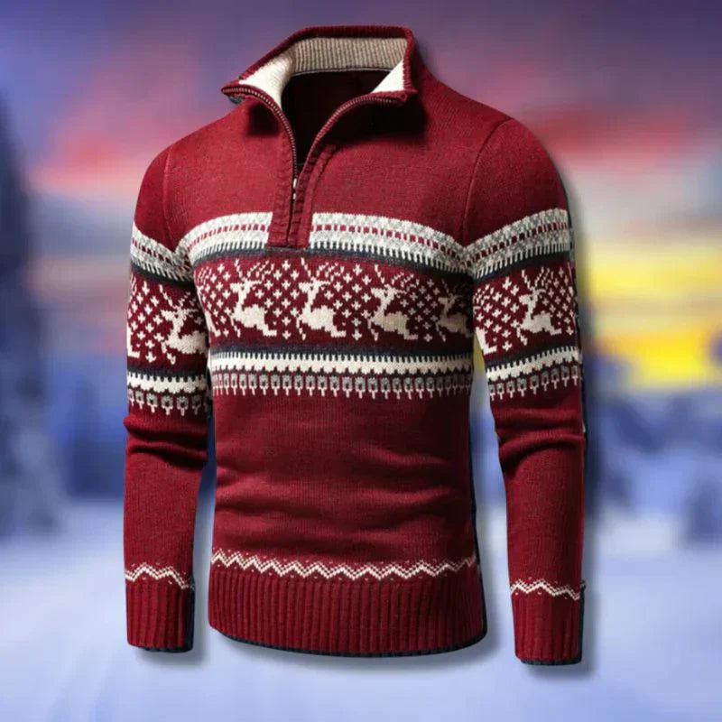 Pull Homme Laine Rouge à Carreaux Chaud et Confortable - PanierRoyale