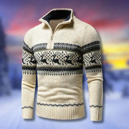 Pull Homme Laine Rouge à Carreaux Chaud et Confortable