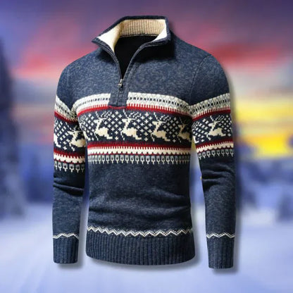 Pull Homme Laine Rouge à Carreaux Chaud et Confortable