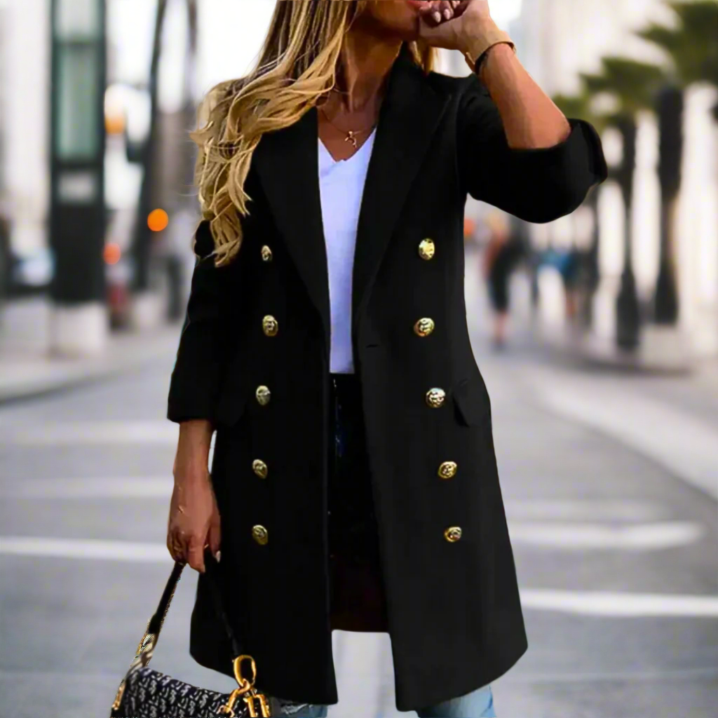 Manteau Femme Élégant avec Fermeture à Boutons Classique - PanierRoyale