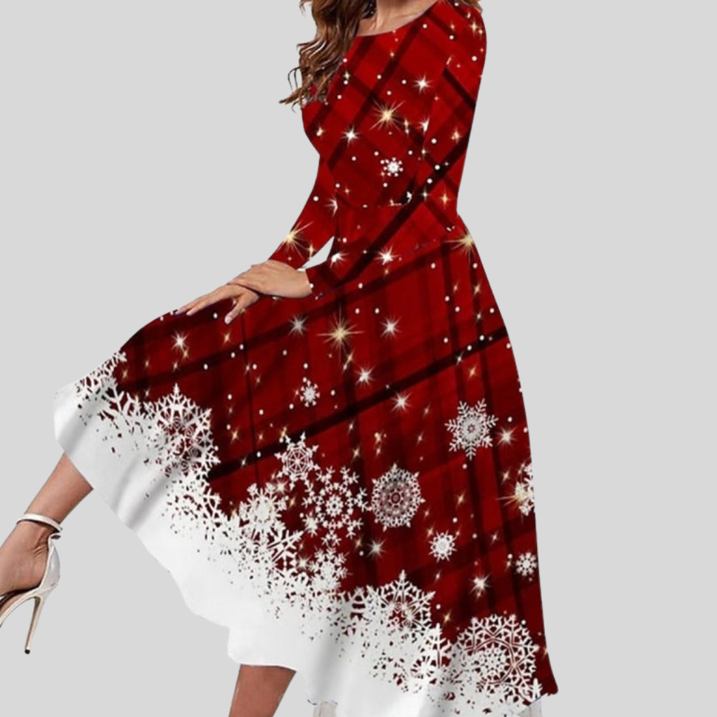 Robe de Noël Femme à Carreaux et Flocons de Neige - BerlinGlamour