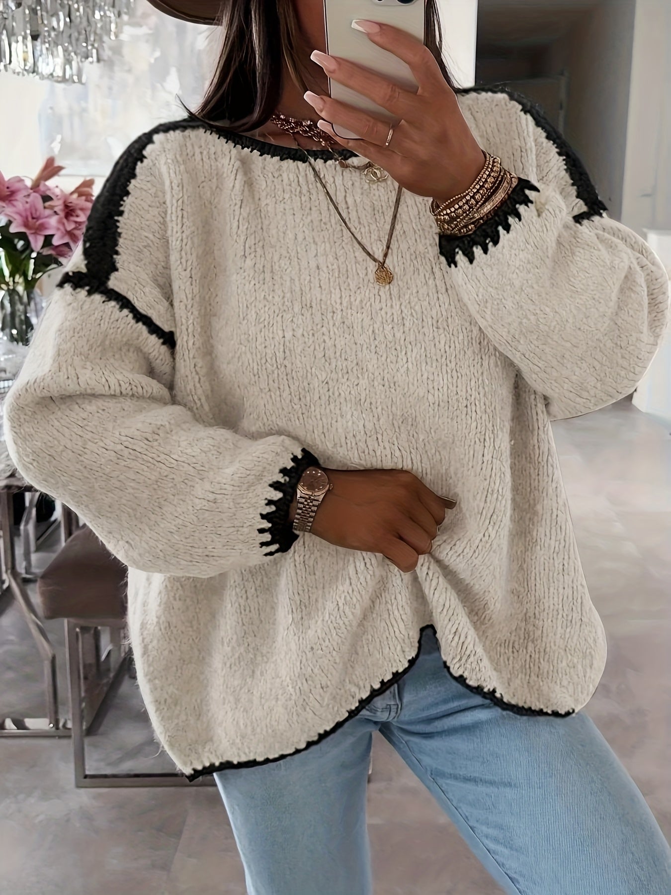 Pull Femme Grande Taille Doux et Élégant Hiver