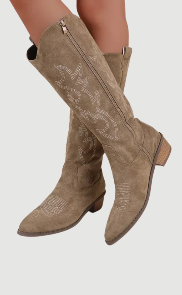 Bottines cowboy en cuir brut - Style western chic pour femme - BerlinGlamour