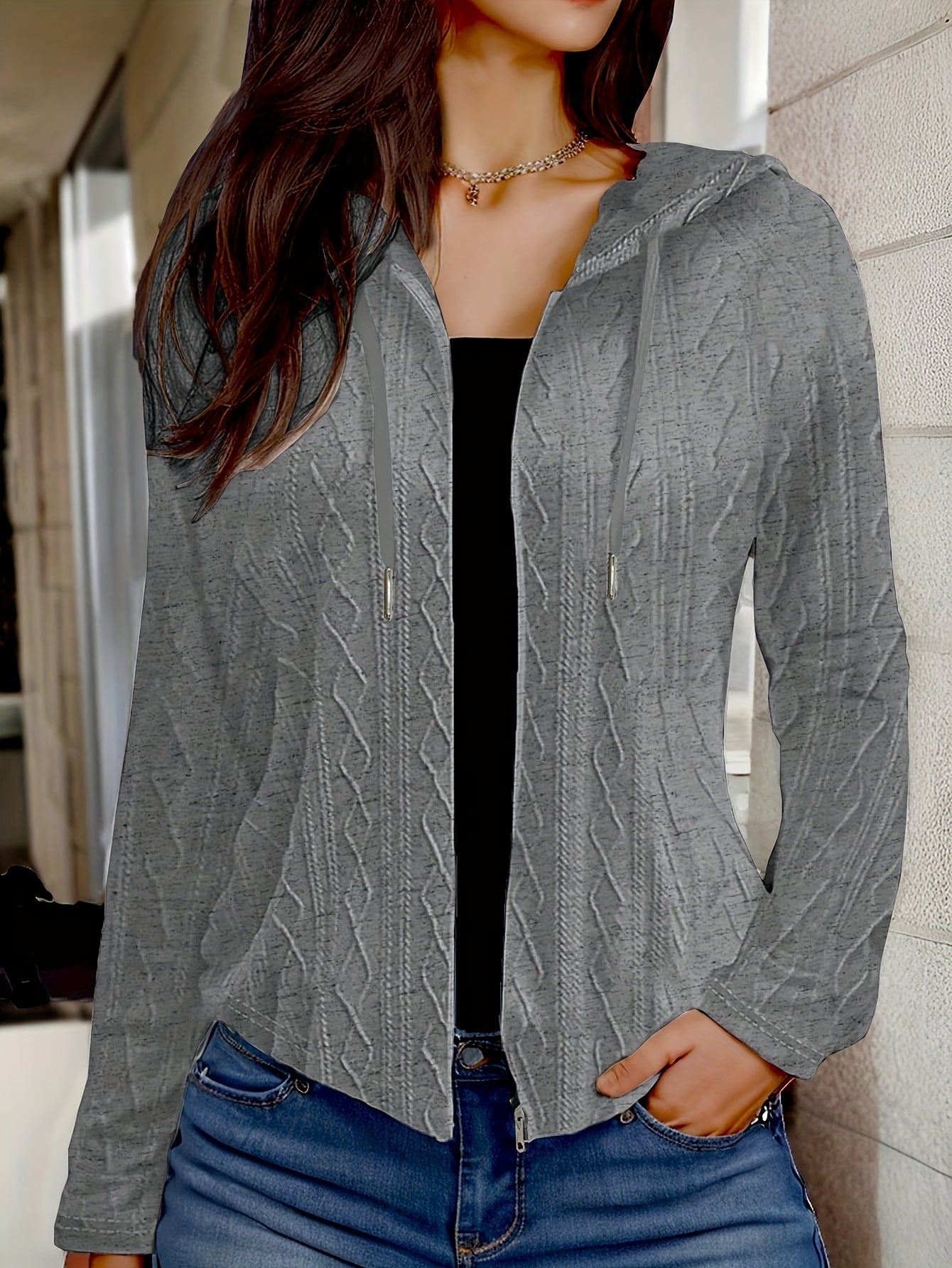 Veste femme tricotée épaisse blanche hiver
