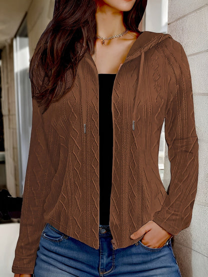 Veste femme tricotée épaisse blanche hiver