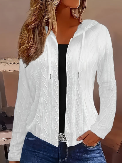 Veste femme tricotée épaisse blanche hiver - PanierRoyale