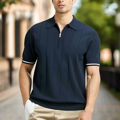 Polo Homme Classique à Fermeture Éclair