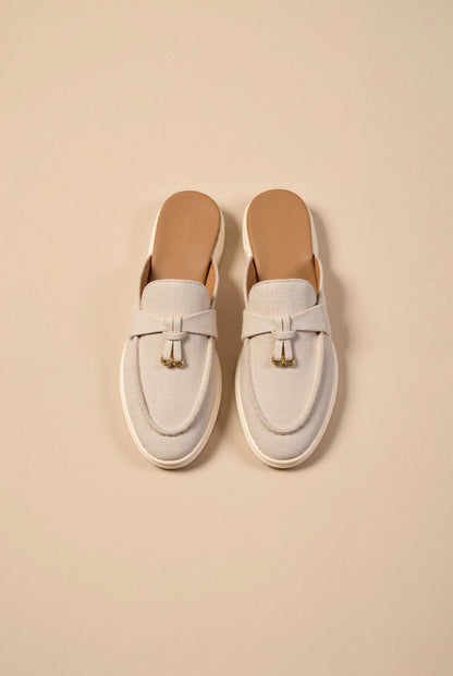 Mocassins Beige Élégants avec Détails Dorés - Confortables et Chic