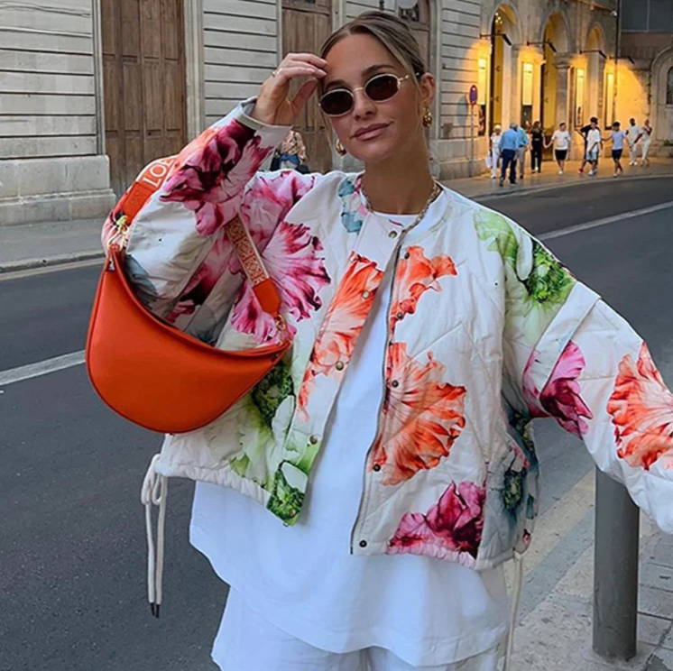 Veste légère avec imprimée floral multicolore