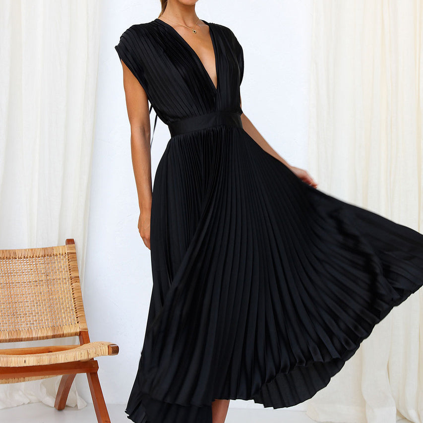 Cripes™ – Robe Femme Longue Élégante à Col en V Polyvalente et Chi