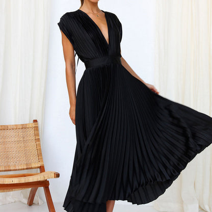 Cripes™ – Robe Femme Longue Élégante à Col en V Polyvalente et Chi