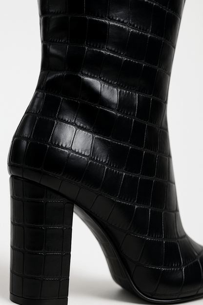 Bottines Femme Talon Carré Cuir Croco