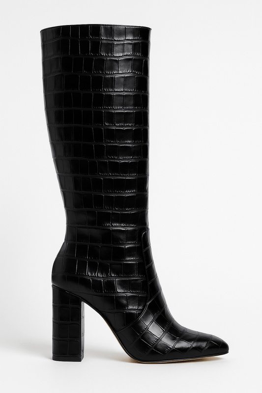 Bottines Femme Talon Carré Cuir Croco - BerlinGlamour