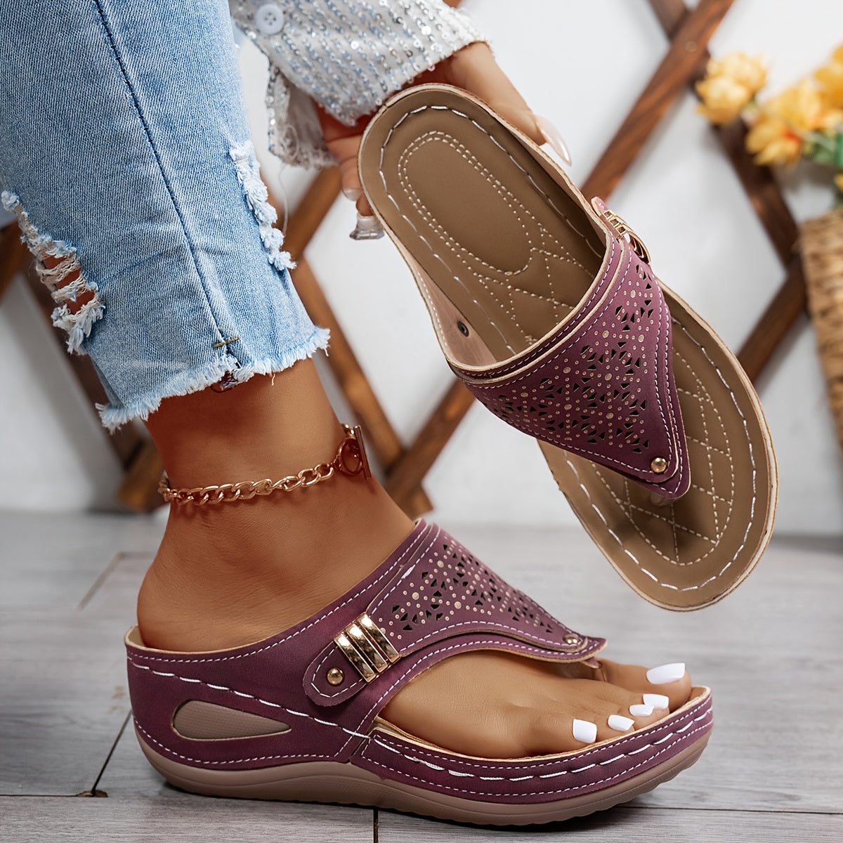 Tongs Femmes Confort Orthopédique Cuir Authentic