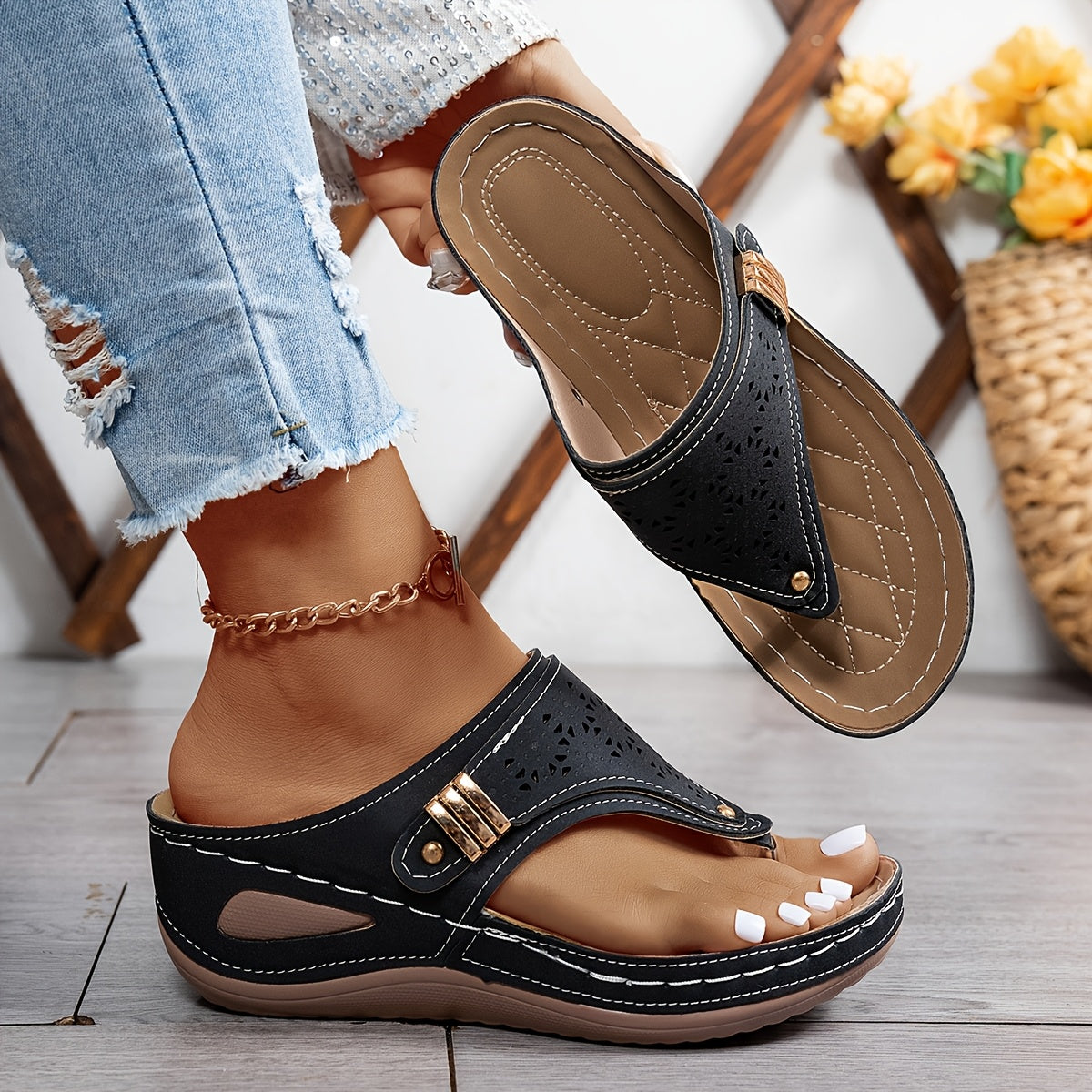 Tongs Femmes Confort Orthopédique Cuir Authentic