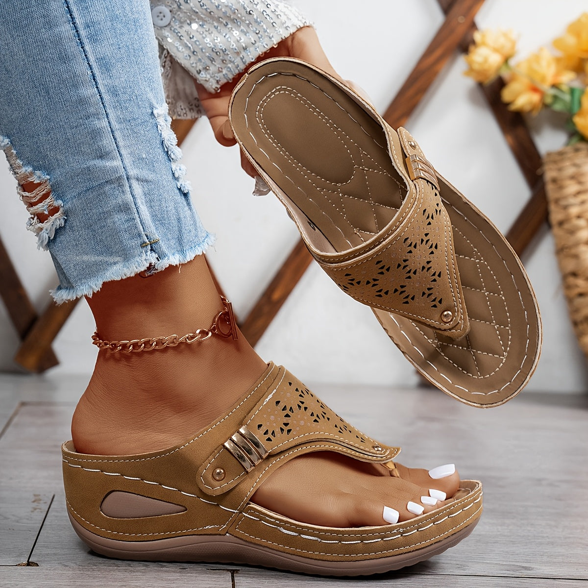Tongs Femmes Confort Orthopédique Cuir Authentic