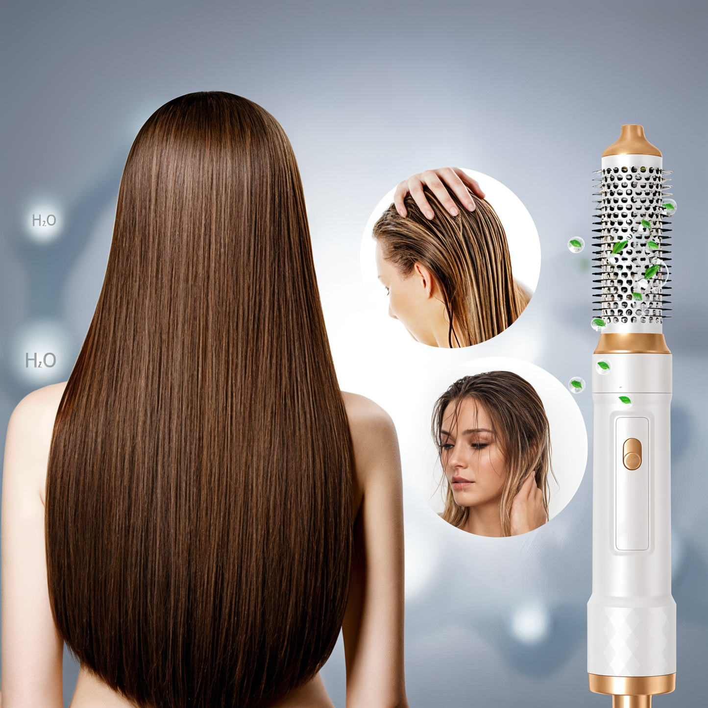 Sèche-cheveux Ionique Professionnel avec Brosse Chauffante - PanierRoyale
