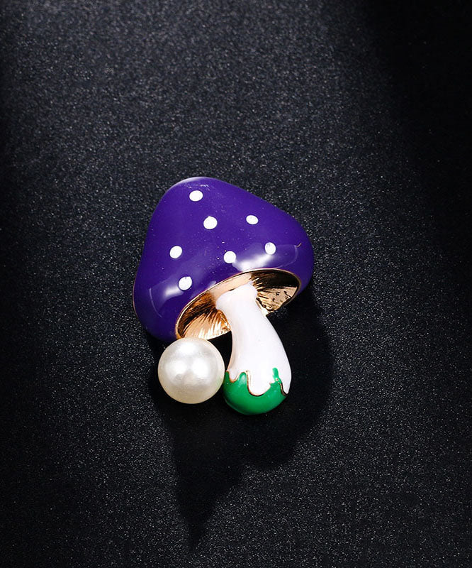 Jolis boutons champignons violets zircon et perle - EasyApparels