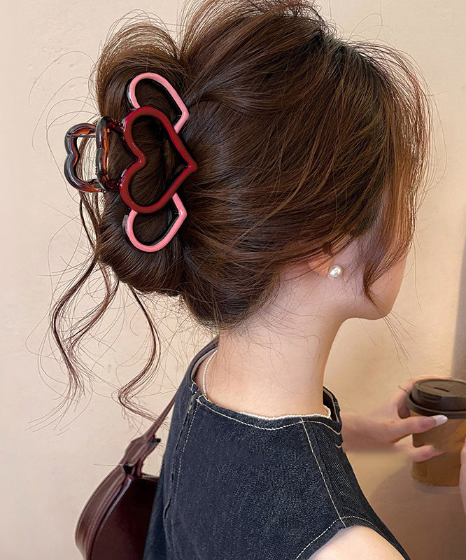 Colorful Acrylic Hair Clip Red Pink Design - EasyApparels