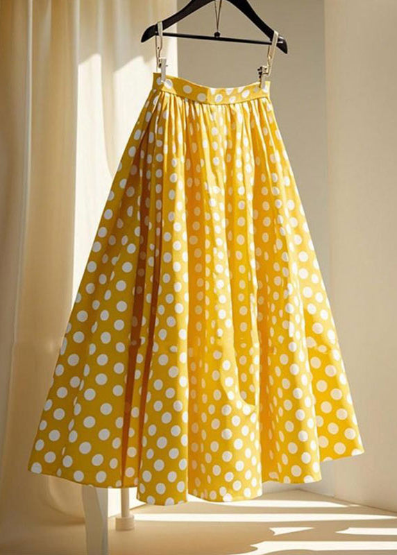 Belles jupes fluides en soie jaune à pois - EasyApparels