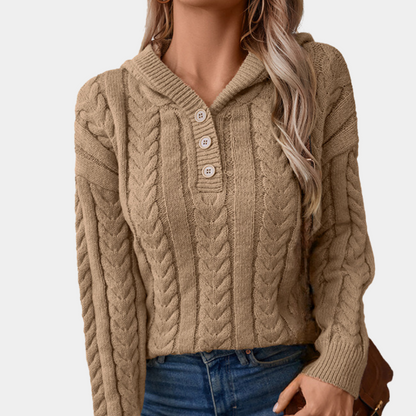 SAMANTHA - Pull Tricoté à Capuche pour Femmes