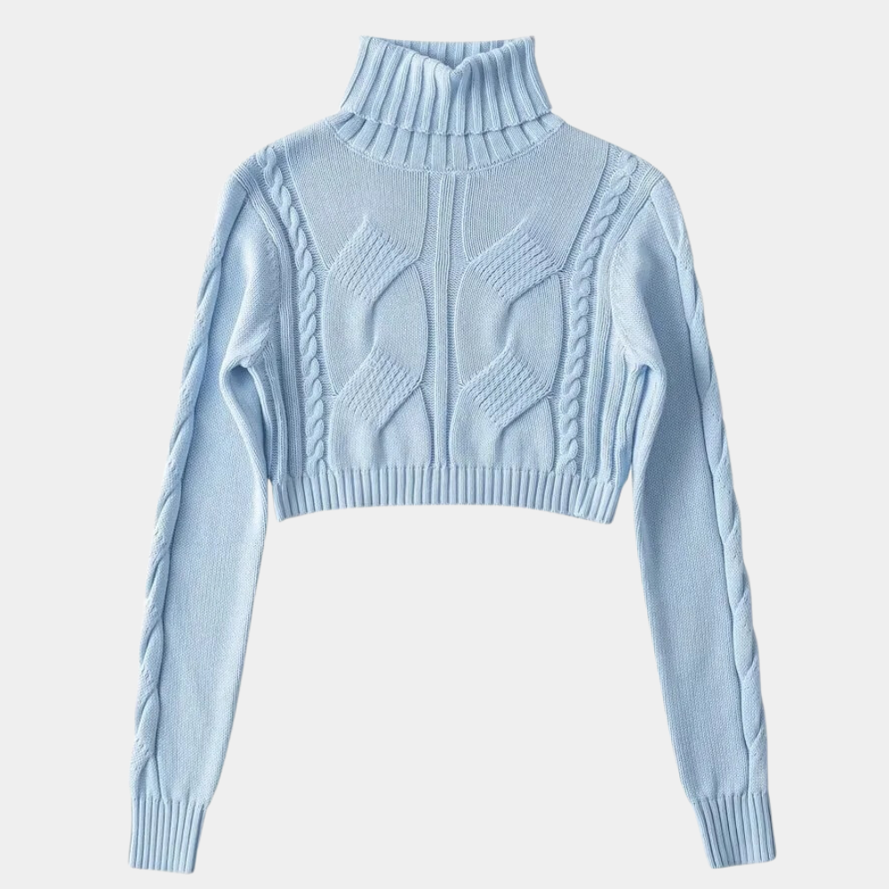 DONNA - Pull Crop Col Roulé Elégant pour Femmes