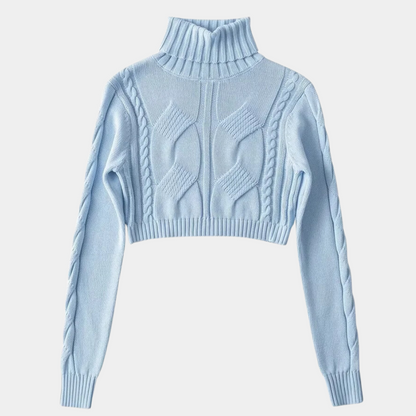 DONNA - Pull Crop Col Roulé Elégant pour Femmes