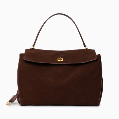 Sac à main femme élégant en cuir brun avec fermeture dorée - BerlinGlamour